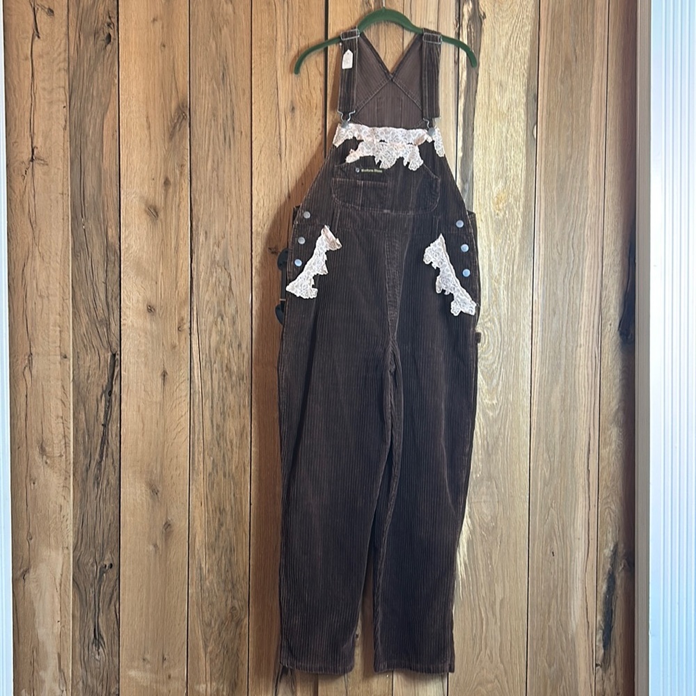 Vintage Corduroy overalls Montana Blues with lace size Large womens